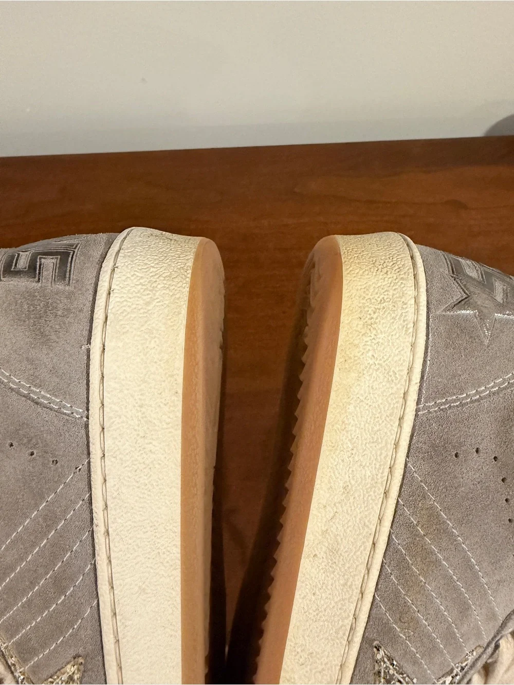 Golden Goose Ball Star Gray Suede with silver glitter star size 38